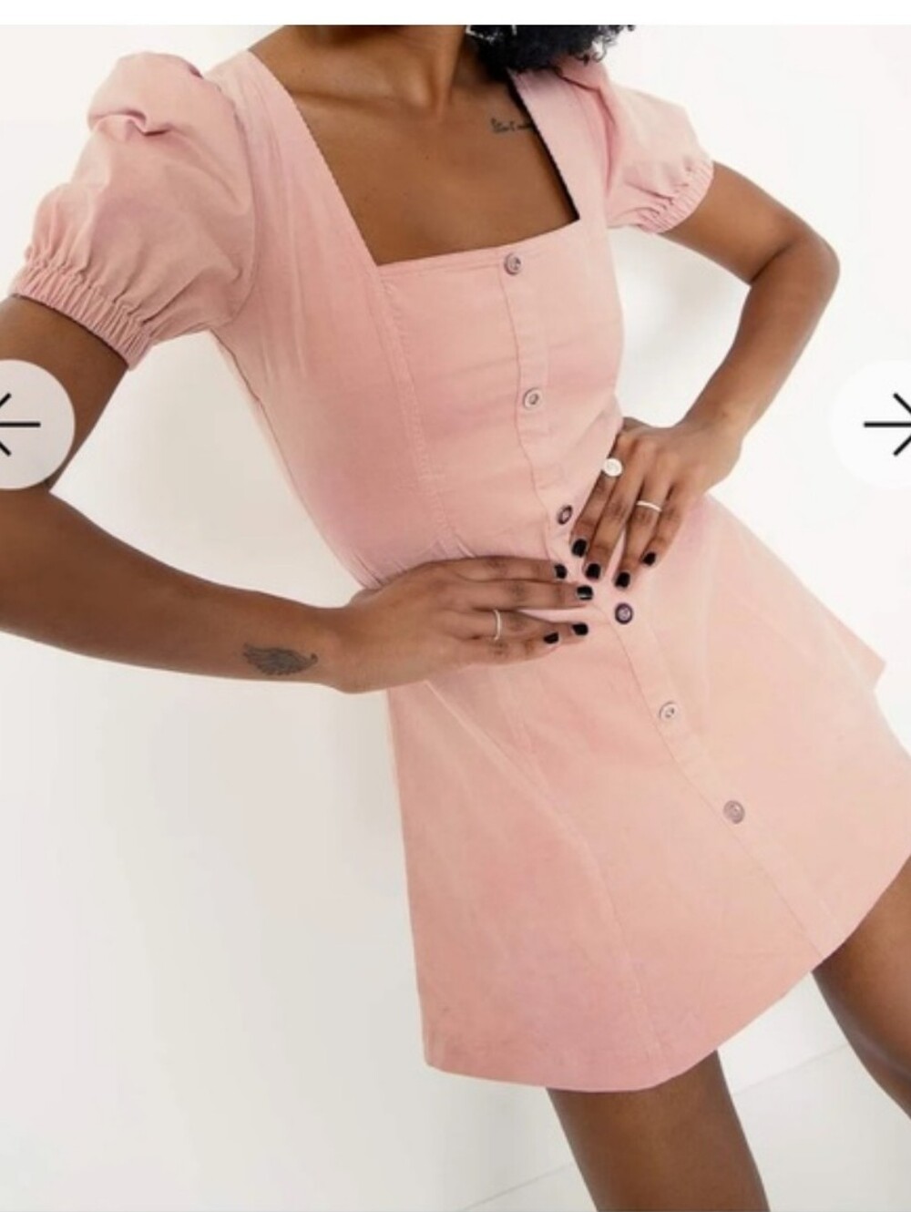 BLACKMILK pilgrim Square Neck Puff Sleeve Mini Dress Fairy Balletcore Blush Pink